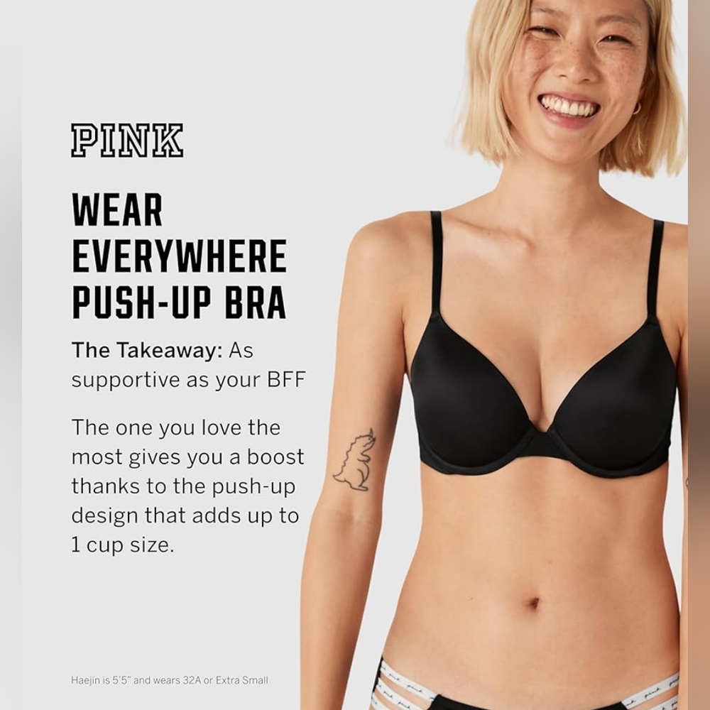 Pink Wear Everywhere Push-up Bra Black Victoria's Secret Size 34C - Picture 3 of 5